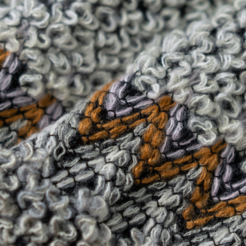 Buddha Stones Tybetański szal Szary Brązowy Paski Dzianinowe Frędzle Zimowy Przytulny Szalik Podróżny Otulacz - image 11