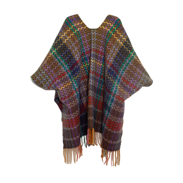 Buddha Stones Tybetański Szal Kolorowy Falisty Linia Frędzle Zimowy Przytulny Podróżny Szalik Owijany - image 4