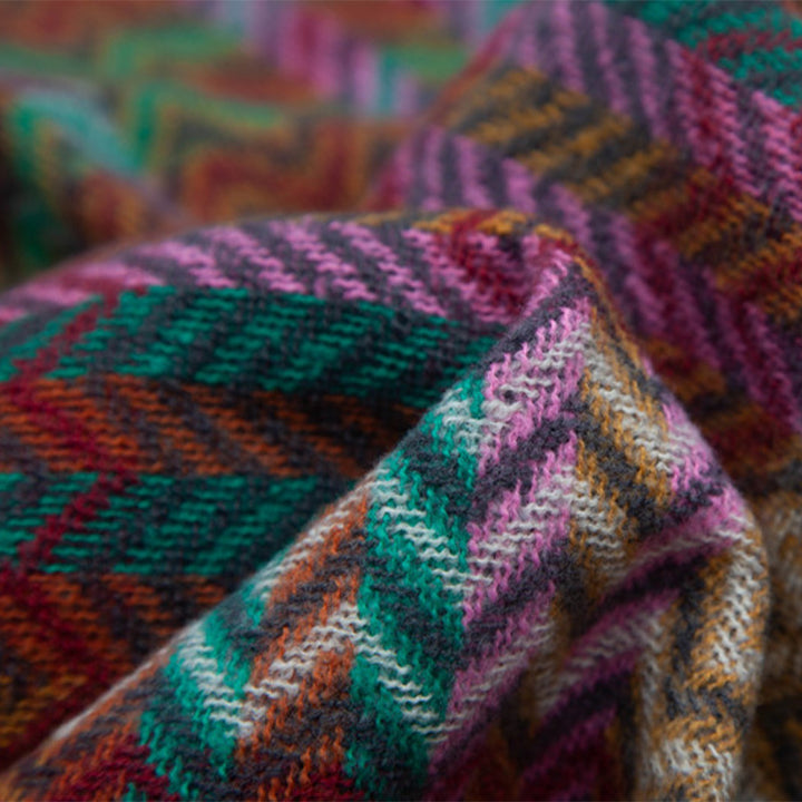 Buddha Stones Tybetański Szal Kolorowy Falisty Linia Frędzle Zimowy Przytulny Podróżny Szalik Owijany - image 22