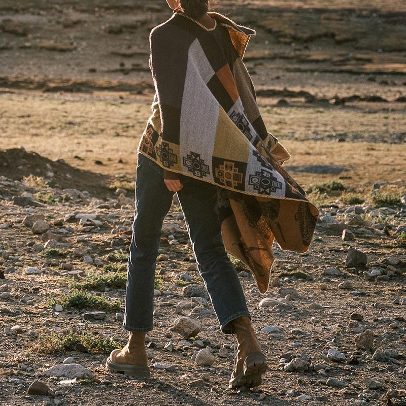 Buddha Stones Tybetański Szal Jeleń Wazon Geometryczne Kształty Zimowy Przytulny Szalik Podróżny Otulacz - image 5