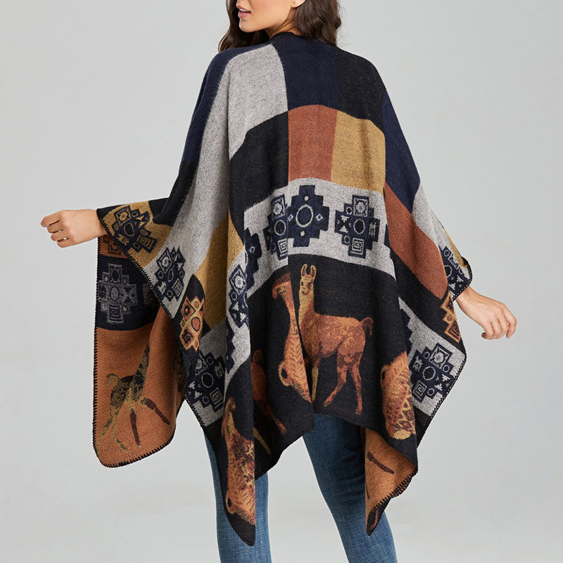 Buddha Stones Tybetański Szal Jeleń Wazon Geometryczne Kształty Zimowy Przytulny Szalik Podróżny Otulacz - image 17