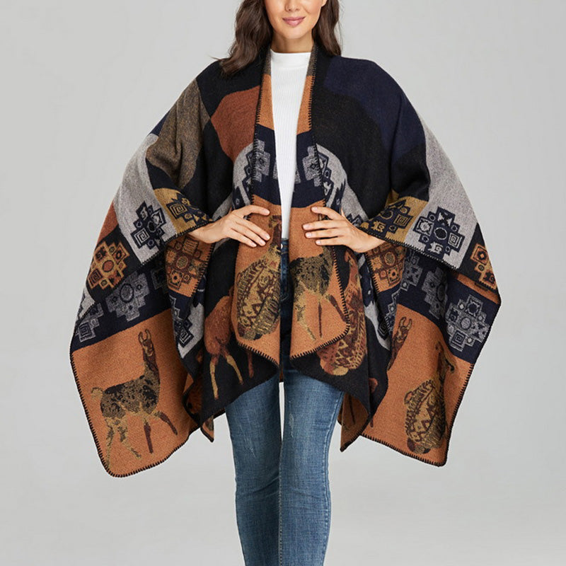 Buddha Stones Tybetański Szal Jeleń Wazon Geometryczne Kształty Zimowy Przytulny Szalik Podróżny Otulacz - image 16