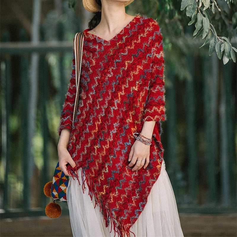 Buddha Stones Tybetański Kolorowy Pasiasty Szal Frędzle Sweter Zimowy Przytulny Podróżny Szalik Otulacz - image 5