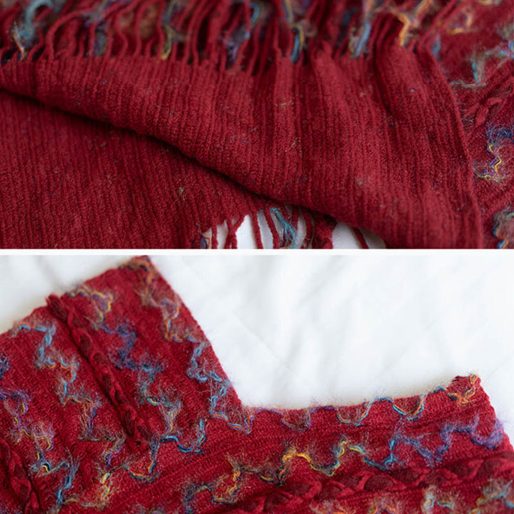 Buddha Stones Tybetański Kolorowy Pasiasty Szal Frędzle Sweter Zimowy Przytulny Podróżny Szalik Otulacz - image 13