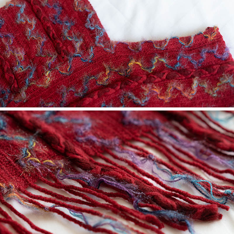 Buddha Stones Tybetański Kolorowy Pasiasty Szal Frędzle Sweter Zimowy Przytulny Podróżny Szalik Otulacz - image 14