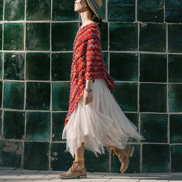 Buddha Stones Tybetański Kolorowy Pasiasty Szal Frędzle Sweter Zimowy Przytulny Podróżny Szalik Otulacz - image 9