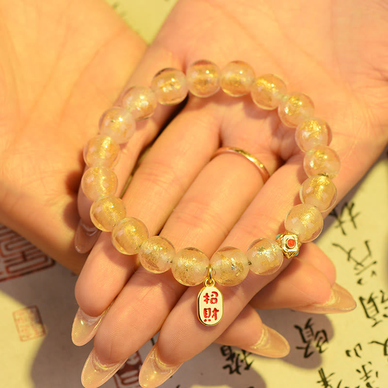 Buddha Stones Tybetańskie Kadzidło Popiół Liuli Szklane Koraliki Szczęście Fortuna Fu Charakter Bransoletka z Urokiem