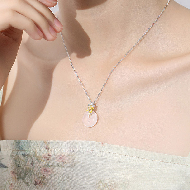 Buddha Stones 925 Srebro Sterlingowe Okrągły Chalcedon Dwanaście Miesięcy Kwiat Harmonia Naszyjnik Wisiorek - image 20