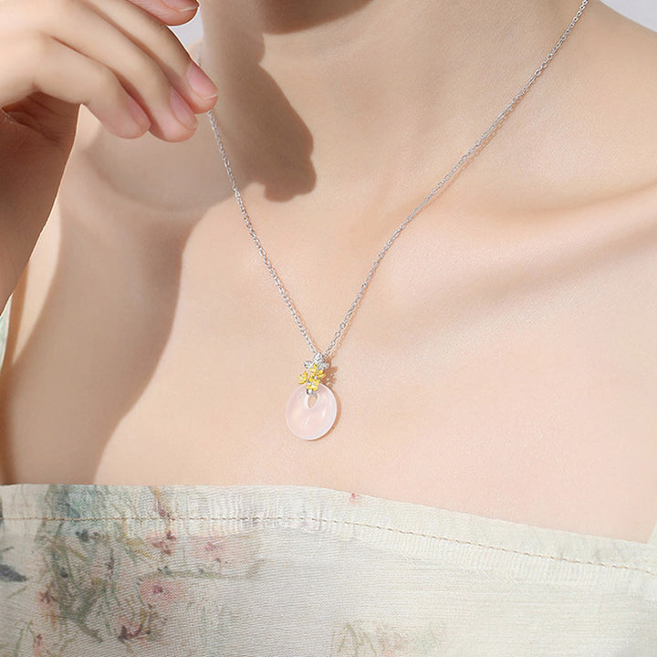 Buddha Stones 925 Srebro Sterlingowe Okrągły Chalcedon Dwanaście Miesięcy Kwiat Harmonia Naszyjnik Wisiorek - image 20