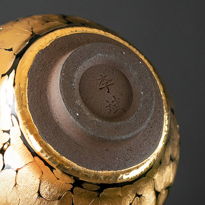 Buddha Stones 24K Złoty Wzór Plamkowy Chiński Jianzhan Ceramiczny Filiżanka Do Herbaty Kung Fu Miska Z Pudełkiem Prezentowym