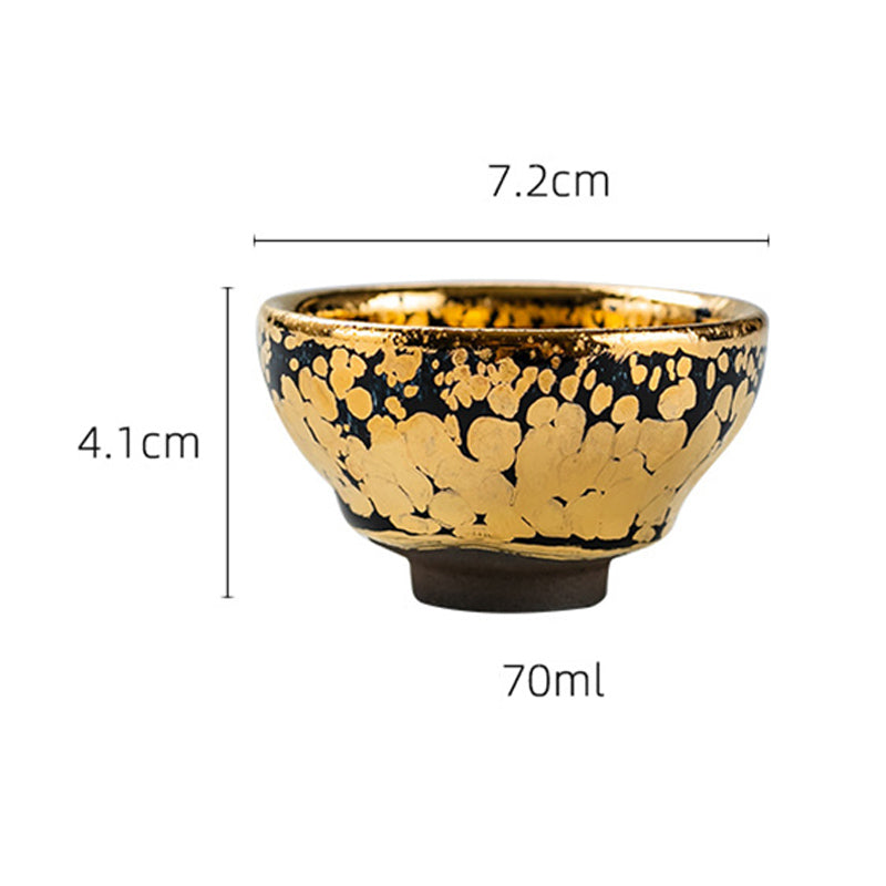 Buddha Stones 24K Złoty Wzór Plamkowy Chiński Jianzhan Ceramiczny Filiżanka Do Herbaty Kung Fu Miska Z Pudełkiem Prezentowym