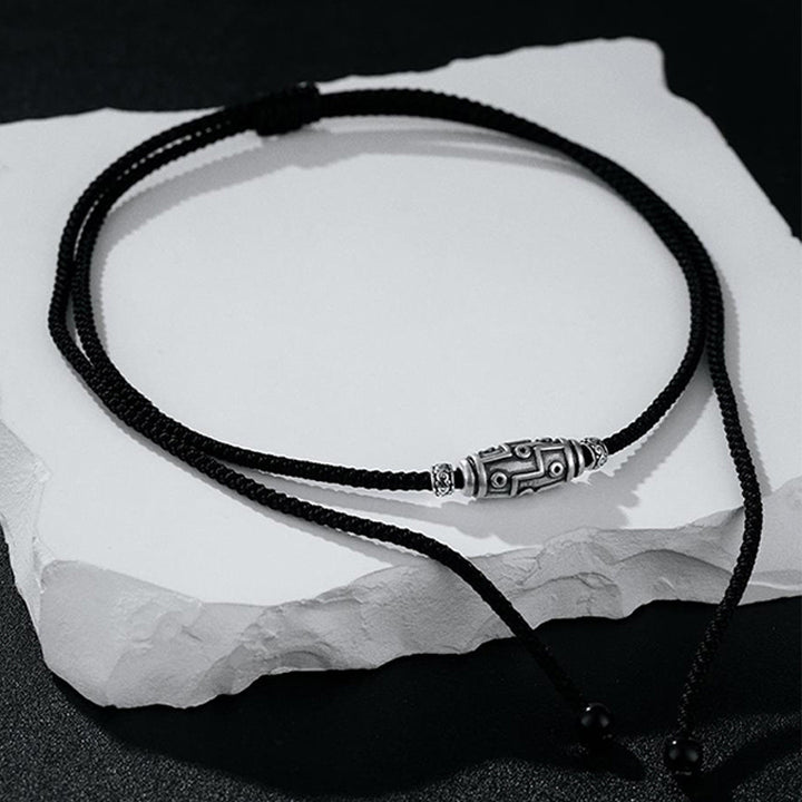 Buddha Stones 999 Srebro Sterling Dziewięciooki Dzi Koralik Wzór Ochrona Naszyjnik Wisiorek Lina - image 3