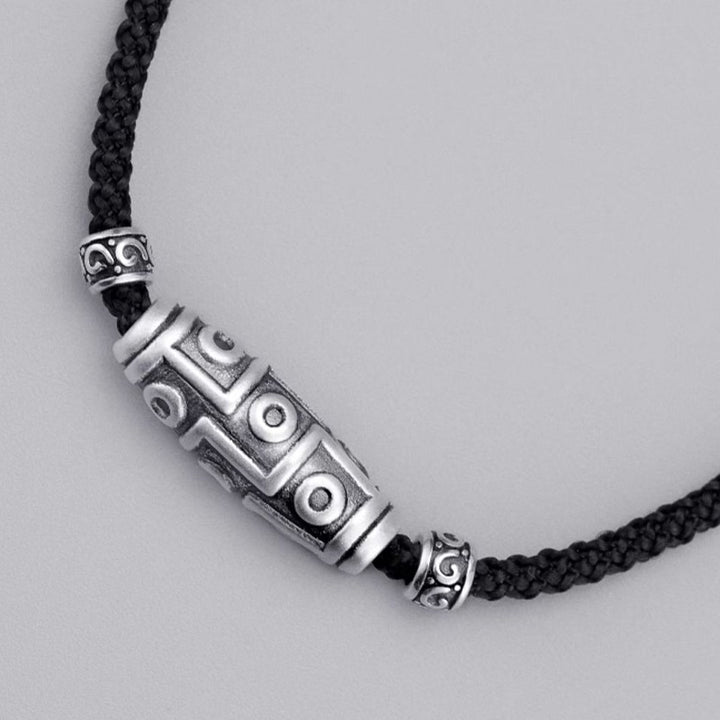 Buddha Stones 999 Srebro Sterling Dziewięciooki Dzi Koralik Wzór Ochrona Naszyjnik Wisiorek Lina