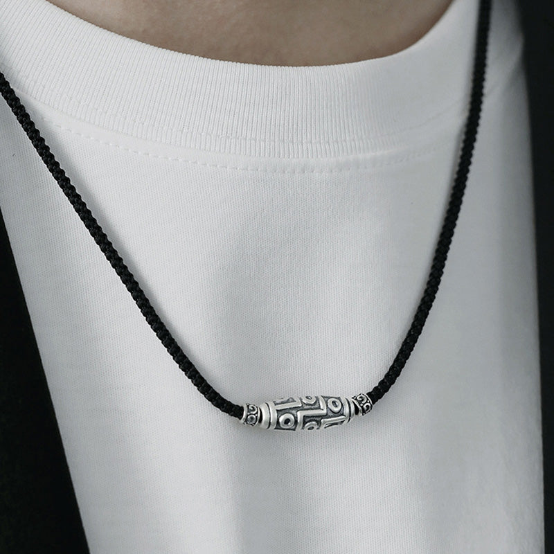 Buddha Stones 999 Srebro Sterling Dziewięciooki Dzi Koralik Wzór Ochrona Naszyjnik Wisiorek Lina - image 12