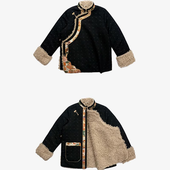 Buddha Stones Tybetańskie Ubrania Lhasa Polar Podszyty Top Zimowy Ubrania Damskie - image 15