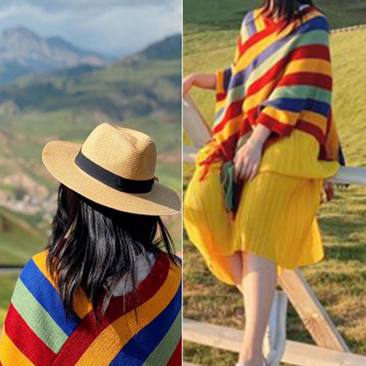 Buddha Stones Tybetański Kolorowy Pasiasty Wzór Szal Frędzle Sweter Zimowy Przytulny Podróżny Szalik Otulacz - image 19