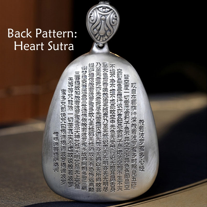 Buddha Stones 999 Srebro Chińskie Zodiak Natal Budda Sutra Serca Grawerowany Naszyjnik Ochronny Wisiorek
