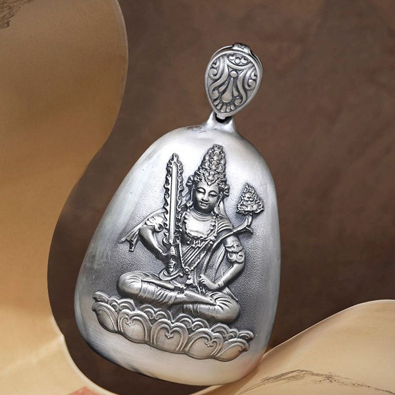 Buddha Stones 999 Srebro Chińskie Zodiak Natal Budda Sutra Serca Grawerowany Naszyjnik Ochronny Wisiorek