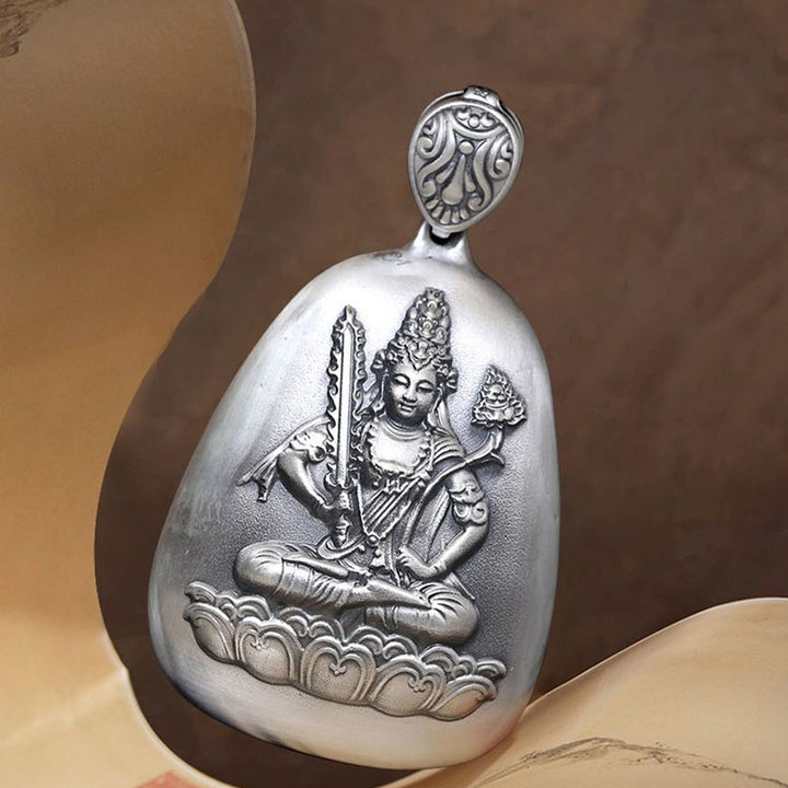 Buddha Stones 999 Srebro Chińskie Zodiak Natal Budda Sutra Serca Grawerowany Naszyjnik Ochronny Wisiorek
