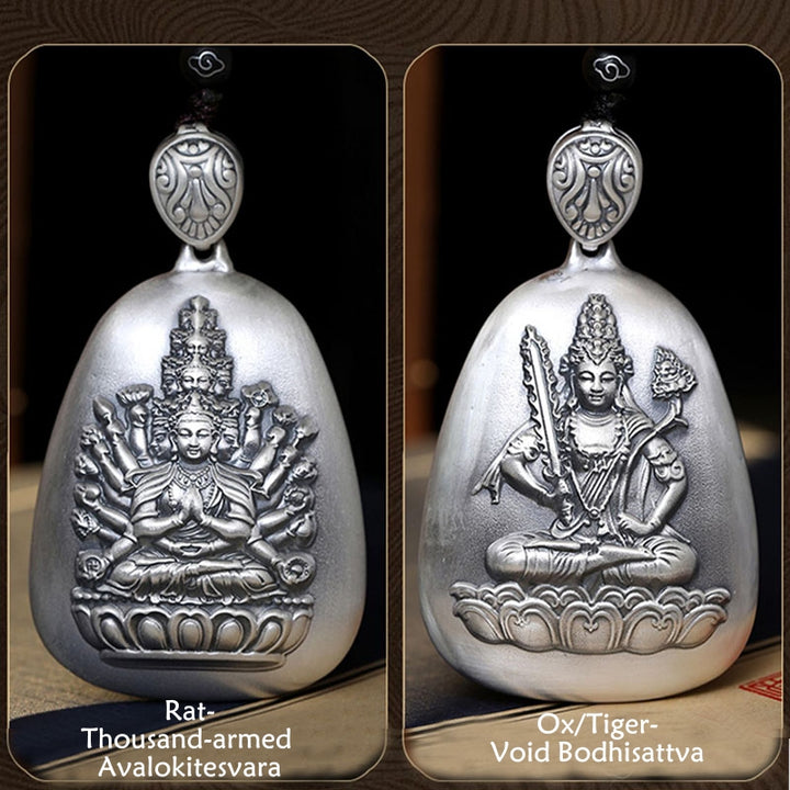 Buddha Stones 999 Srebro Chińskie Zodiak Natal Budda Sutra Serca Grawerowany Naszyjnik Ochronny Wisiorek