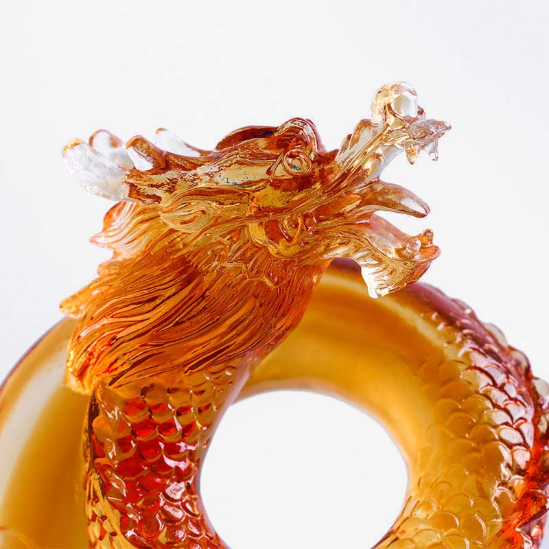 Buddha Stones Rok Smoka Ręcznie Chiński Zodiak Żółty Smok Liuli Kryształ Sztuka Ochrona Dekoracja Domu Biuro - image 6