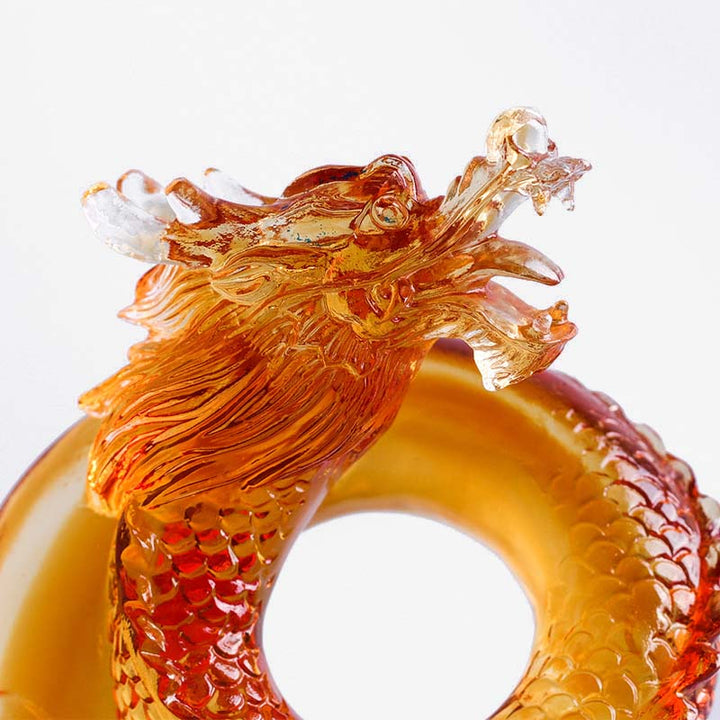 Buddha Stones Rok Smoka Ręcznie Chiński Zodiak Żółty Smok Liuli Kryształ Sztuka Ochrona Dekoracja Domu Biuro - image 6