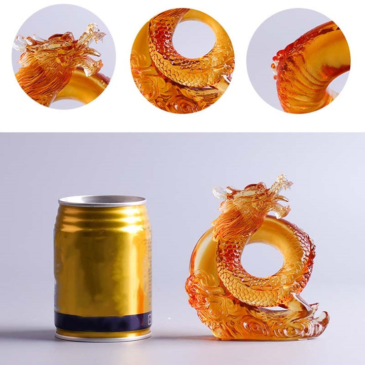 Buddha Stones Rok Smoka Ręcznie Chiński Zodiak Żółty Smok Liuli Kryształ Sztuka Ochrona Dekoracja Domu Biuro - image 11
