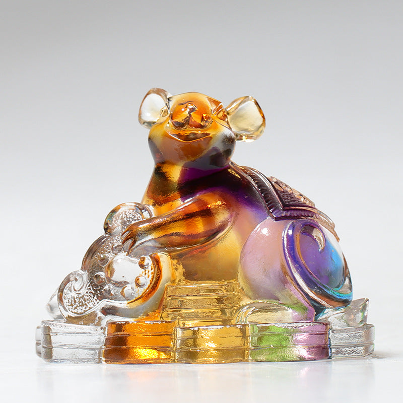 Buddha Stones Rok Smoka Ręcznie Robione 12 Chińskich Znaków Zodiaku Liuli Kryształowe Dzieło Sztuki Ochrona Dekoracja Domu i Biura