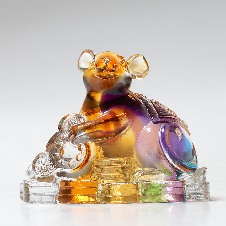 Buddha Stones Rok Smoka Ręcznie Robione 12 Chińskich Znaków Zodiaku Liuli Kryształowe Dzieło Sztuki Ochrona Dekoracja Domu i Biura