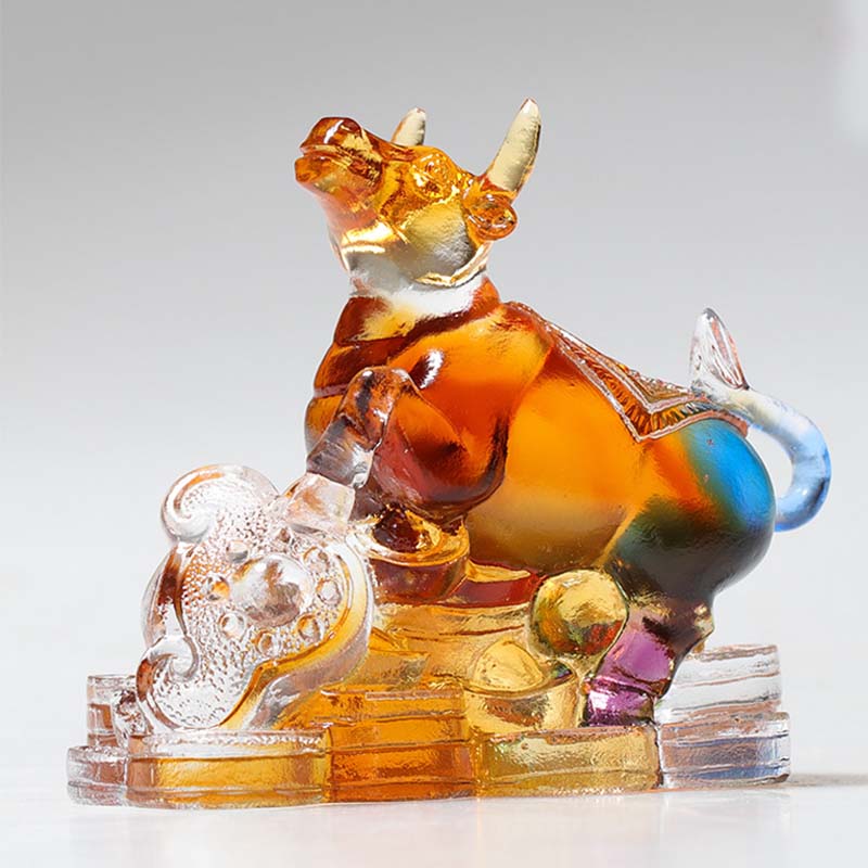 Buddha Stones Rok Smoka Ręcznie Robione 12 Chińskich Znaków Zodiaku Liuli Kryształowe Dzieło Sztuki Ochrona Dekoracja Domu i Biura