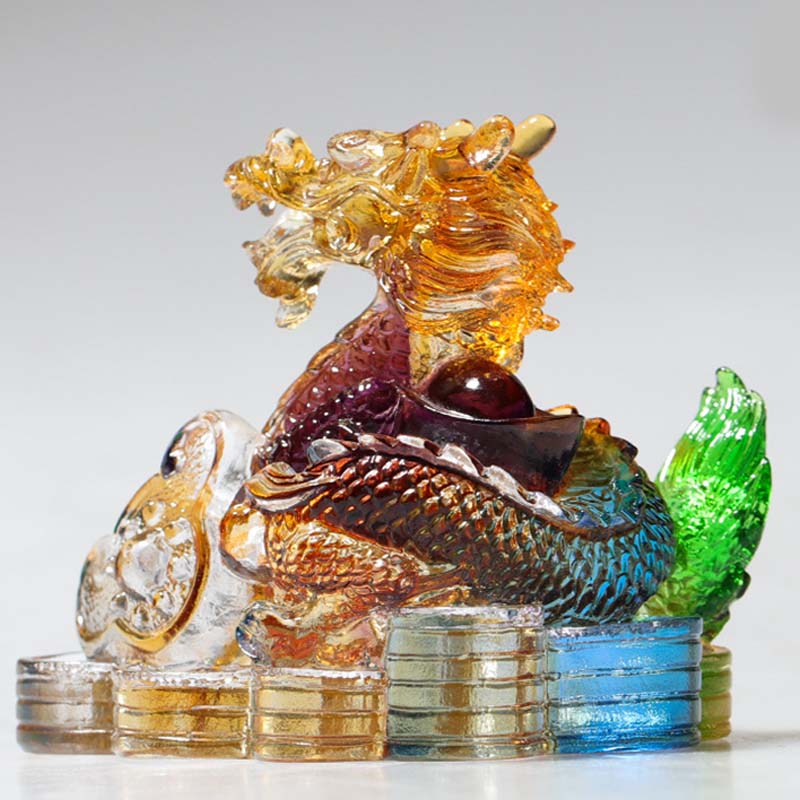 Buddha Stones Rok Smoka Ręcznie Robione 12 Chińskich Znaków Zodiaku Liuli Kryształowe Dzieło Sztuki Ochrona Dekoracja Domu i Biura - image 2