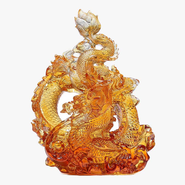 Buddha Stones Rok Smoka Ręcznie Robione Liuli Kryształowe Dzieło Sztuki Ochrona Dekoracja Domu Biuro Z Podstawką