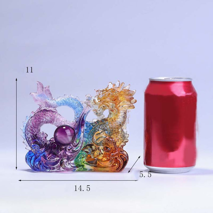 Buddha Stones Rok Smoka Ręcznie Robiony Smok Bawiący Się Sztabką Perły Liuli Kryształowe Dzieło Sztuki Ochrona Dekoracja Domu Biuro - image 6