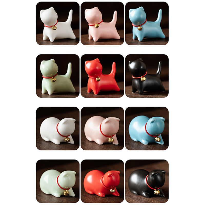 Buddha Stones Mini Mały Uroczy Kot Herbata Zwierzę Ceramiczne Figurka Dekoracja Biurka Domowego - image 25