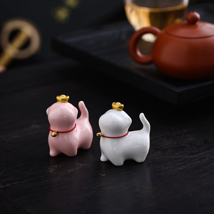 Buddha Stones Mini Szczęście Kot Herbata Sztabka Ceramiczna Figurka Dekoracja Biurka Domowego - image 10