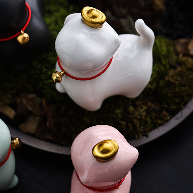 Buddha Stones Mini Szczęście Kot Herbata Sztabka Ceramiczna Figurka Dekoracja Biurka Domowego - image 11