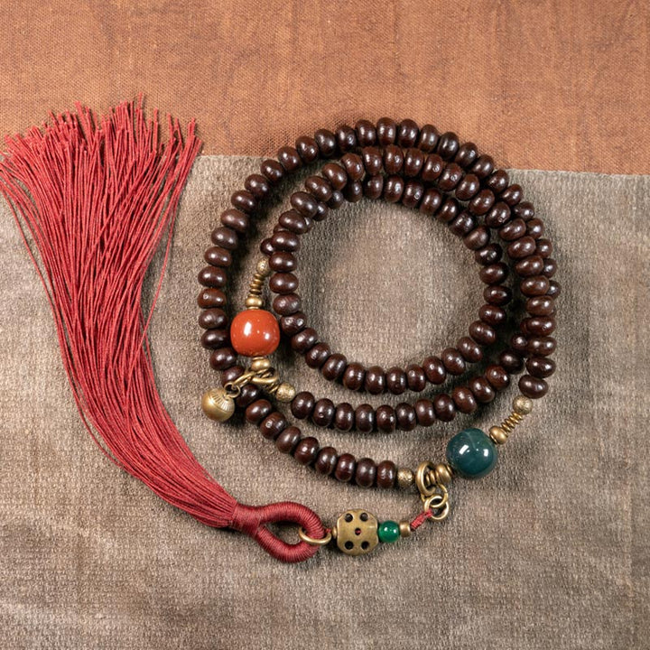 Buddha Stones 108 Mala Koraliki Naturalne Tybet Fioletowe Nasiona Bodhi Bransoletka Pomyślności