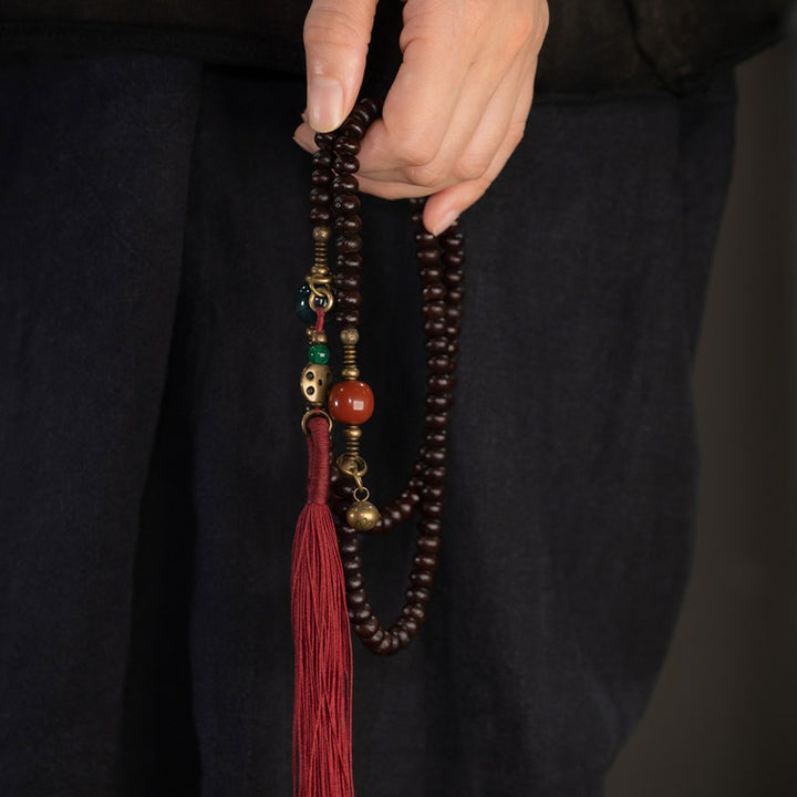 Buddha Stones 108 Mala Koraliki Naturalne Tybet Fioletowe Nasiona Bodhi Bransoletka Pomyślności