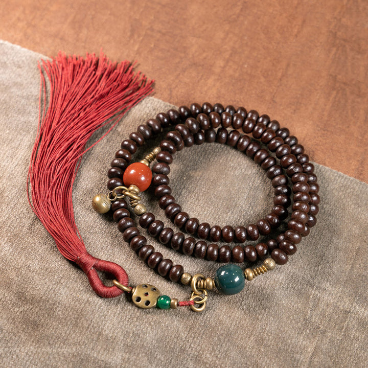 Buddha Stones 108 Mala Koraliki Naturalne Tybet Fioletowe Nasiona Bodhi Bransoletka Pomyślności