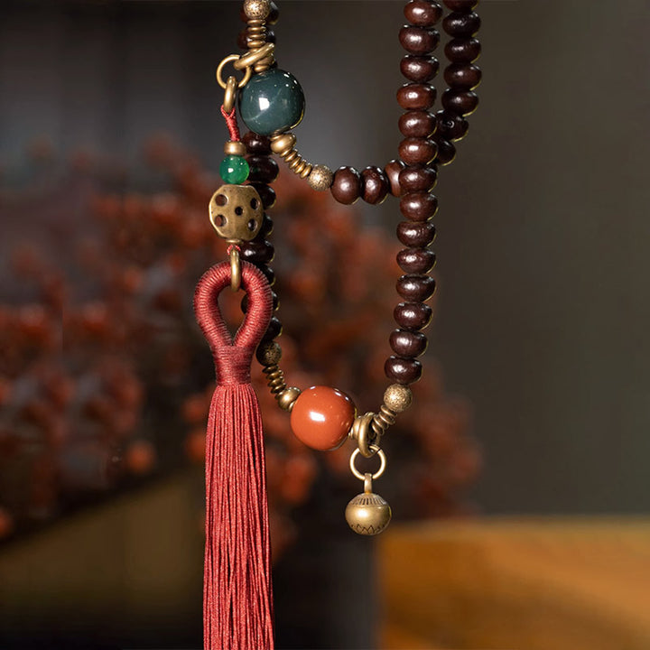 Buddha Stones 108 Mala Koraliki Naturalne Tybet Fioletowe Nasiona Bodhi Bransoletka Pomyślności