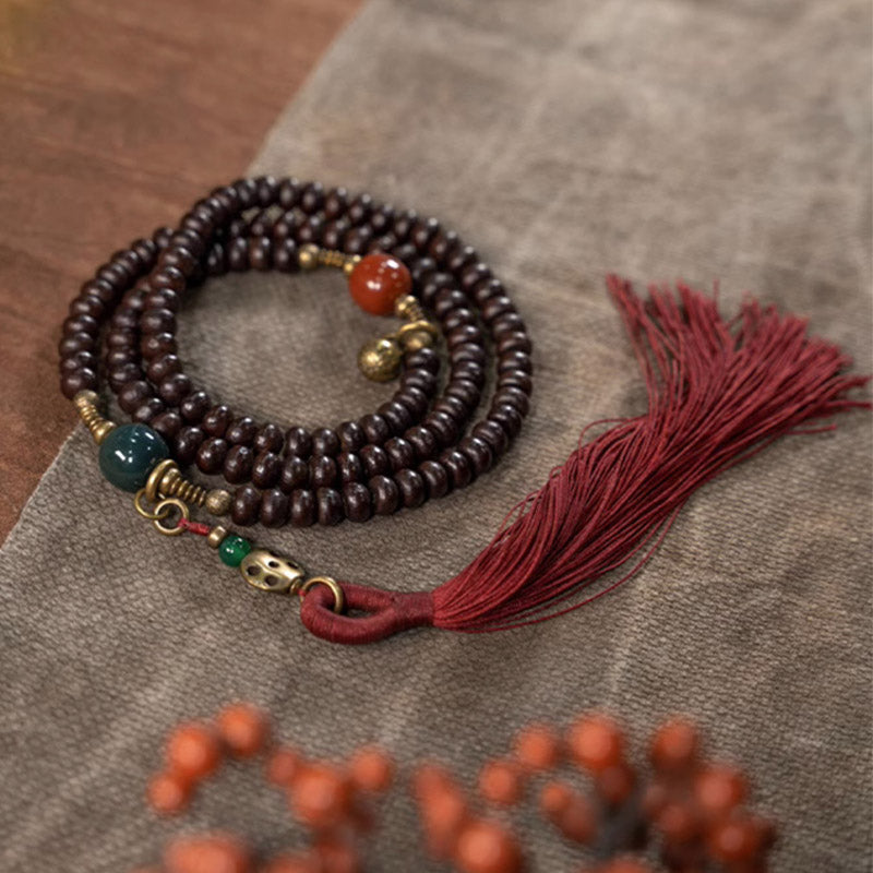 Buddha Stones 108 Mala Koraliki Naturalne Tybet Fioletowe Nasiona Bodhi Bransoletka Pomyślności