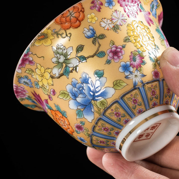 Buddha Stones Kwiaty Piwonii Ceramiczny Gaiwan Sancai Filiżanka Kung Fu Filiżanka I Spodek Z Pokrywką