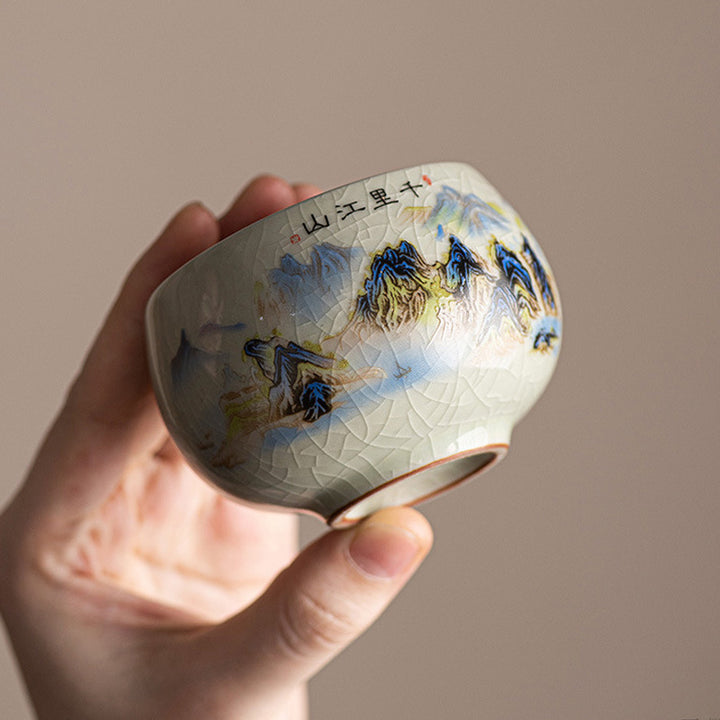 Buddha Stones Panorama Rzek i Gór Ceramiczny Filiżanka Kung Fu Filiżanka 150ml
