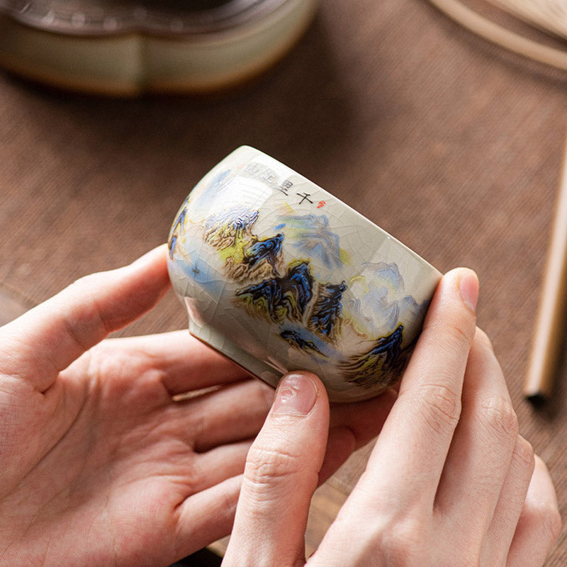 Buddha Stones Panorama Rzek i Gór Ceramiczny Filiżanka Kung Fu Filiżanka 150ml
