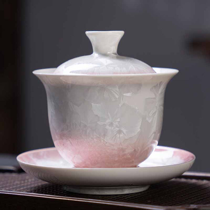 Buddha Stones Tradycyjny Szkliwo Ceramiczny Gaiwan Sancai Filiżanka Kung Fu Filiżanka I Spodek Z Pokrywką 180 ml