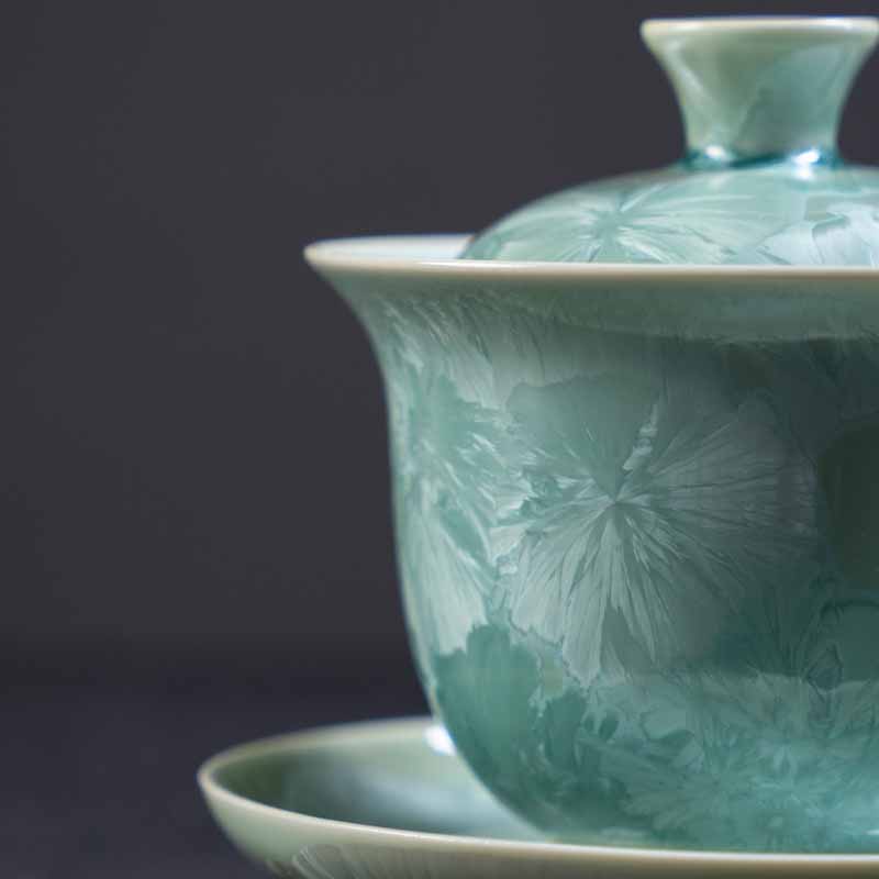 Buddha Stones Tradycyjny Szkliwo Ceramiczny Gaiwan Sancai Filiżanka Kung Fu Filiżanka I Spodek Z Pokrywką 180 ml
