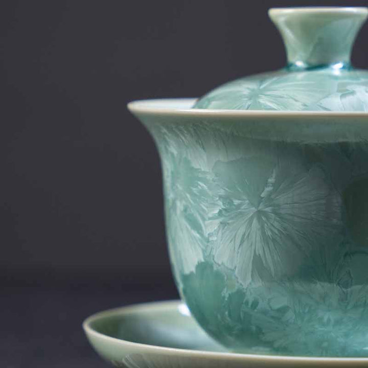 Buddha Stones Tradycyjny Szkliwo Ceramiczny Gaiwan Sancai Filiżanka Kung Fu Filiżanka I Spodek Z Pokrywką 180 ml