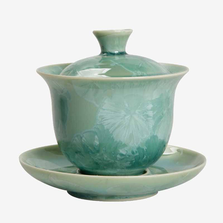 Buddha Stones Tradycyjny Szkliwo Ceramiczny Gaiwan Sancai Filiżanka Kung Fu Filiżanka I Spodek Z Pokrywką 180 ml