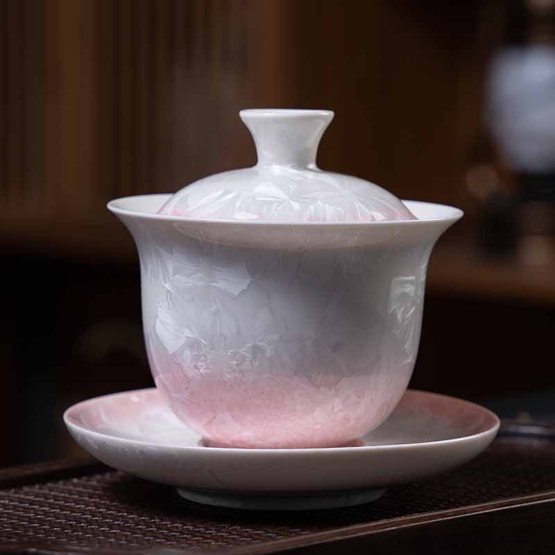 Buddha Stones Tradycyjny Szkliwo Ceramiczny Gaiwan Sancai Filiżanka Kung Fu Filiżanka I Spodek Z Pokrywką 180 ml