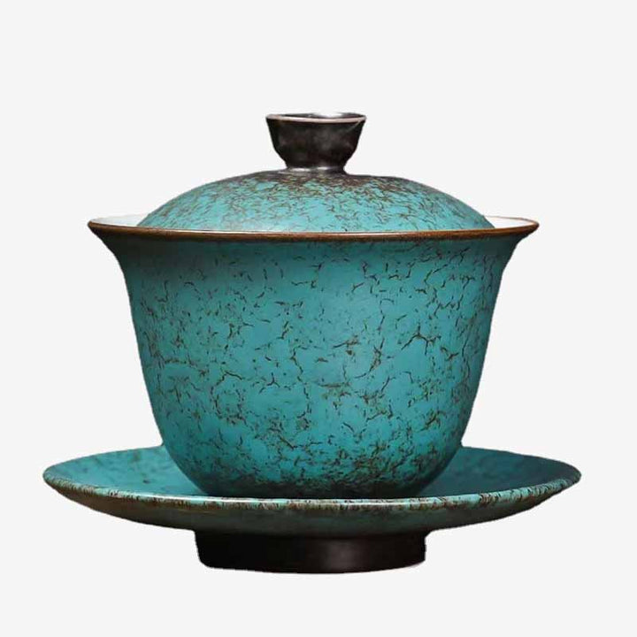 Buddha Stones Tradycyjna Sosna Zielona Ceramiczna Gaiwan Sancai Filiżanka Do Herbaty Kung Fu Filiżanka Do Herbaty I Spodek Z Pokrywką